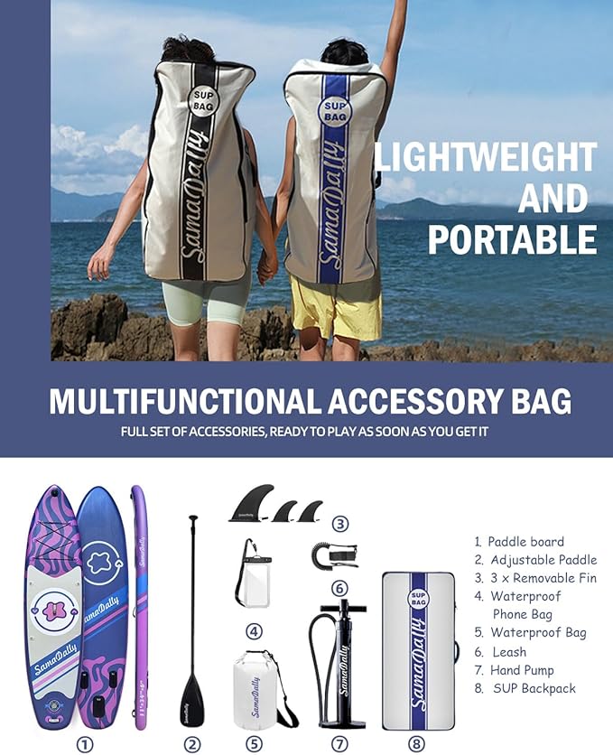 11'Stand Up Paddle Boards Surf Control with Premium SUP Board Accessories Backpack & Removable Fins, 34" Wide Inflatable Paddle Boards of All Skill Levels