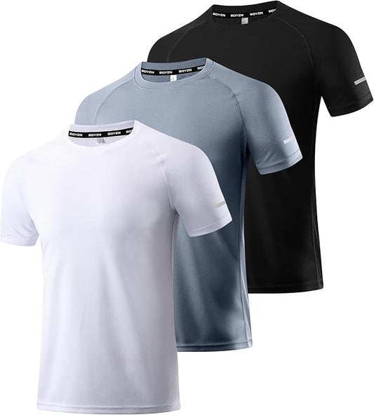 Boyzn 1, 3, 5 or 7 Pack Men's Workout Running Shirts, Dry Fit Moisture Wicking T-Shirt, Gym Athletic Short Sleeve Tee Shirts