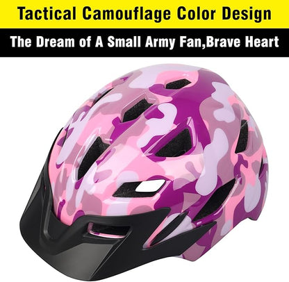 Kids Bike Helmet,Bavilk Kids Boys Girls Bike Helmets with LED Light Detachable Visor Children Youth Teen Multi-Sport for Skating Cycling Scooter Skateboard Adjustable & Lightweight 19.7"-22.4"