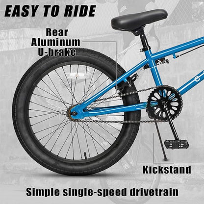 Freestyle BMX Bike, 18 20 Inch Kids Bicycle for 5-13 Years Old Kids and Beginner Level Rider, Multiple Colors