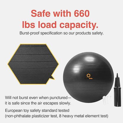 Exercise Ball for Balance Stability Fitness Workout Yoga Pilates at Home Office & Gym Birthing Ball for Pregnancy, Office Ball Chair