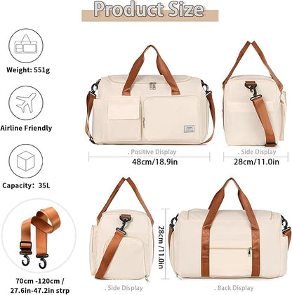 FIORETTO Women's Gym Duffle Bag with Shoes Compartment, 37L Capacity, Ideal for Travel, Gym, Sports, Duffel, Weekender