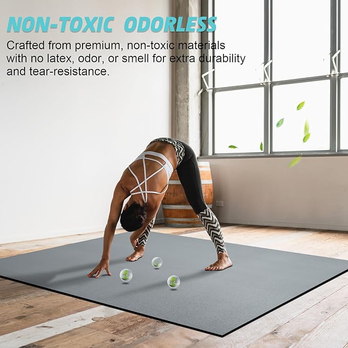 Large Exercise Mat 8'x5'|12'x6' Workout Mat for Home Gym Mats Exercise Heavy Duty Gym Flooring Fitness Mat Large Yoga Mat Cardio Mat for Weightlifting, Jump Rope, MMA, Shoe-Friendly
