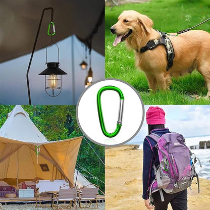 30PCS Aluminum Carabiner Clips, 2" D Shape Spring Snap Hooks Carabiner with 30PCS Keyring Keychain Hook