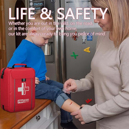 First Aid Trauma Kit,Comprehensive First Aid Kit with Labelled Compartments, Molle System Emergency Kits for Cars, Home, Office, Backpacking, Camping, Traveling, and Cycling-265 Piece