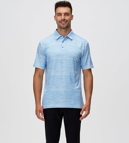 Esabel.C Jacquard Golf Shirts for Men Moisture Wicking Short Sleeve Performance Dry Fit Active Mens Polo Shirts