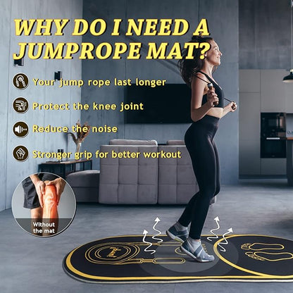 Jump Rope Mat 63"x27" Exercise Fitness, Non-Slip Indoor Outdoor Crossrope Mat, 6mm Thick High-Density Workout Jumping Pad for Home Gym Flooring and Concrete