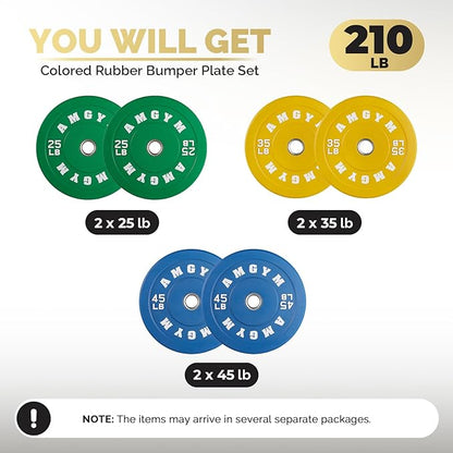 2 Inch Bumper Plates，10-500lbs，Barbell Rubber Olympic Weight Plates Set for Home Gym, Strength Training & Weight Lifting, Multiple Options Colors