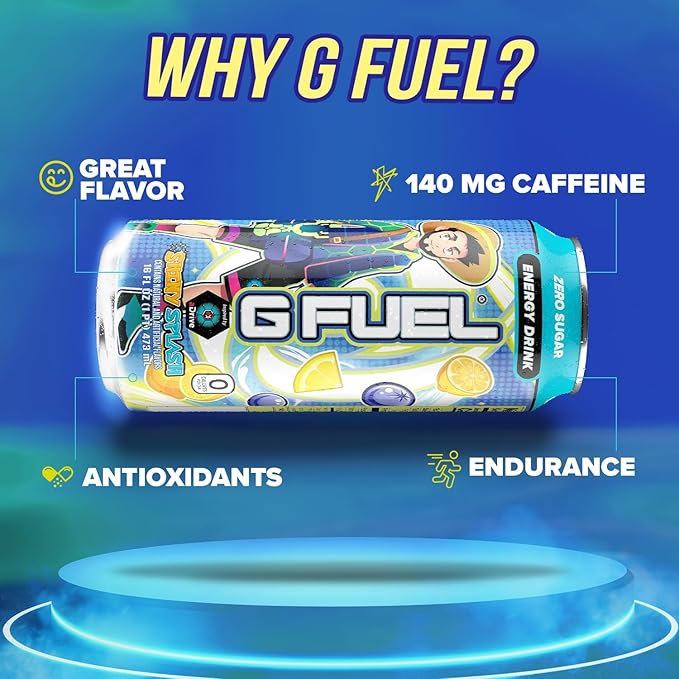 G Fuel Energy Drink, Blueberry Lemonade, Sugar Free Beverage with 140mg Caffeine, Daily Energy Boost with Focus Amino, Vitamin + Antioxidants, 16 oz Cans (aDrive, 12-Pack)