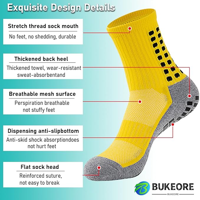 2 Set Anti-Slip Grip Soccer Socks with Shin Guard Sleeves, Sports Athletic Socks for Men Women