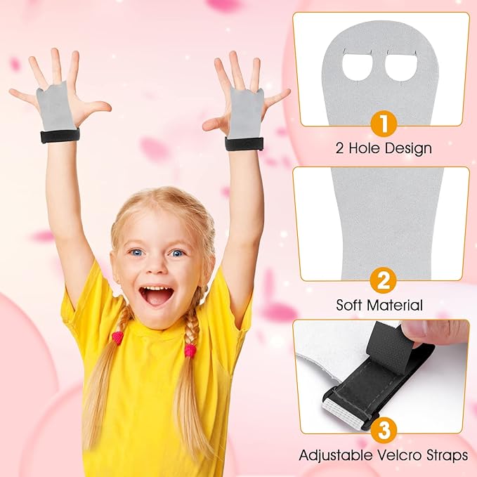 2 Gymnastics Grips Wristbands Sets for Girls Youth Kids