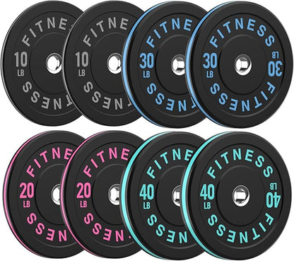 2 Inch Bumper Plates，10-500lbs，Barbell Rubber Olympic Weight Plates Set for Home Gym, Strength Training & Weight Lifting, Multiple Options Colors
