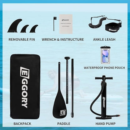 Inflatable Paddle Board,Stand Up Paddle Board Set, Extra Wide SUP Board with Removable Fin, Floating Paddle, Hand Pump, Waterproof Phone Pouch,Traveling Board