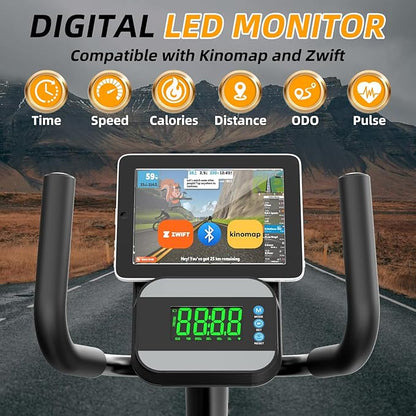 VANSWE Recumbent Exercise Bike, Recumbent Stationary Bikes for Home 400 LBS Weight Capacity, Exercise Bike for Home Seniors with Smart App and Bluetooth Connectivity, LED Display, Pulse Handle