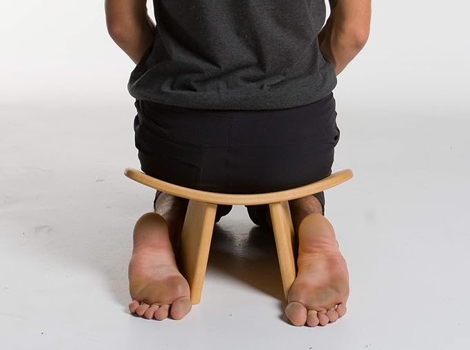 Meditation Bench IKUKO Original, Portable Version with Bag, Locally Handmade Wooden Kneeling Ergonomic Seiza Seat, Prana Yoga - 2 Colors, 3 Height Sizes