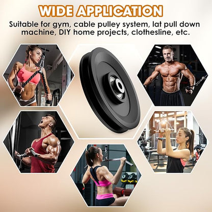 114mm/4.5" Universal Nylon Bearing Pulley System, Gym Workout Cable Pulley Wheel & Weight Attachment Replacementfor Home Gym, Pulldown Smith Machine, Garage Lifting Equipment