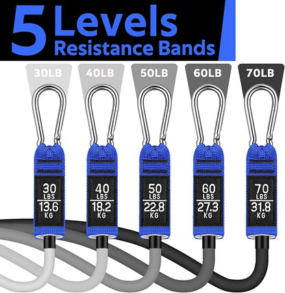 WALITO Resistance Bands Set - Exercise Bands with Handles, Door Anchor, Legs Ankle Straps, for Heavy Resistance Training, Physical Therapy, Muscle Training, Yoga, Home Workouts