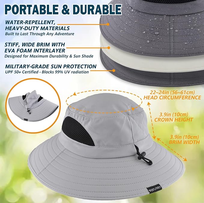 EINSKEY Wide Brim Sun Hat, UPF 50+ UV Protection Waterproof Packable Bucket Hat for Men & Women, Fishing Hiking Beach Garden