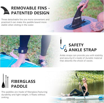 Inflatable Paddle Board, Stand Up Paddleboard with Premium SUP Accessories for Fishing & Yoga, 460lb Capacity, Non-Slip EVA Deck, Blow Up Paddle Boards for Adults & Beginner