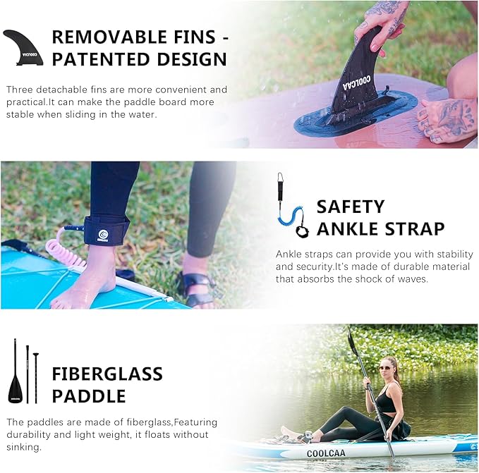 Inflatable Paddle Board, Stand Up Paddleboard with Premium SUP Accessories for Fishing & Yoga, 460lb Capacity, Non-Slip EVA Deck, Blow Up Paddle Boards for Adults & Beginner