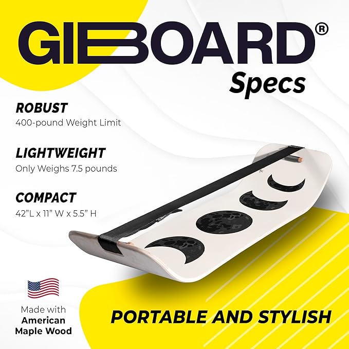 GIBBON SlackBoard - GiBoard Balance Board Kids & Adults - Slackline Balance Trainer - Slack Board Core Workout Equipment Home Gym Training - Standing Desk Exercise - Yoga, Agility, Pilates & More