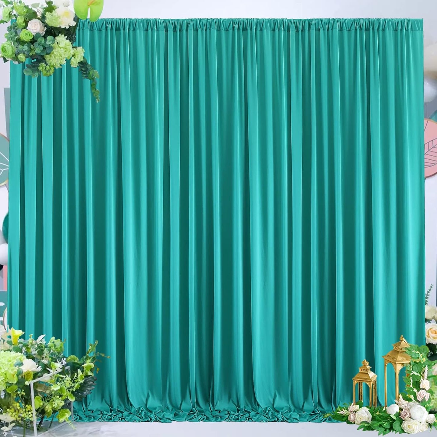 10 ft x 40 ft WWrinkle Free Turquoise Backdrop Curtain for Parties, Thick Polyester Teal Photo Backdrop Drapes,8 Panels 5ft x 10ft for Baby Shower Wedding Engagement Birthday Mermaid Party