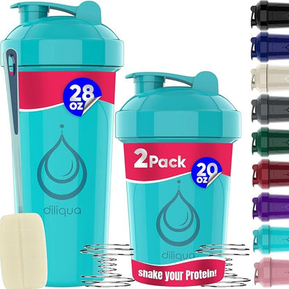 4 PACK, 28 oz & 20 oz Shaker Bottles for Protein Mixes | BPA-Free & Dishwasher Safe | Protein Shaker Bottle | Shaker Cups | Leakproof Blender Shaker Bottle Pack (28 & 20 oz Turquoise)