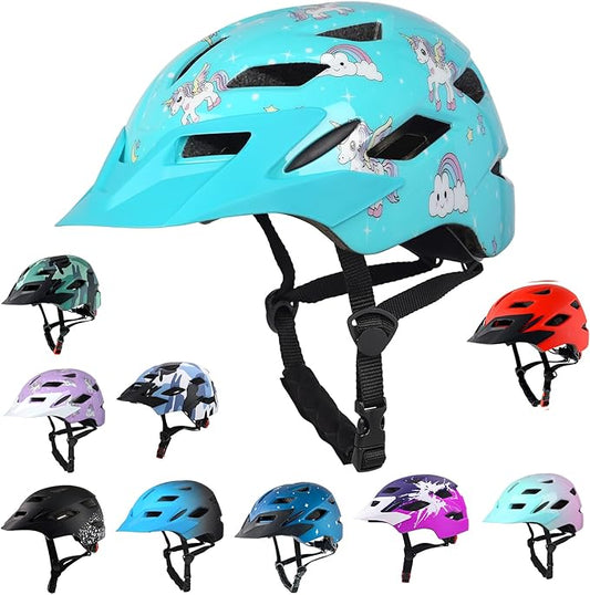 Kids Bike Helmet,Bavilk Kids Boys Girls Bike Helmets with LED Light Detachable Visor Children Youth Teen Multi-Sport for Skating Cycling Scooter Skateboard Adjustable & Lightweight 19.7"-22.4"