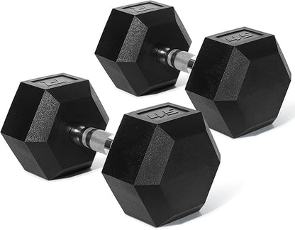 RitFit 5-650 LBS PVC Encased Hex Dumbbell Sets with Optional Rack for Home Gym, Hand weight with Chrome Handle for Strength Training, Workouts