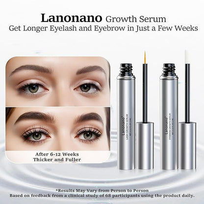 Eyelash and Eyebrow Serum Set for Thicker, Longer, Fuller Lashes and Brows, Vegan & Cruelty-Free, 0.2 Fl Oz（6ml）
