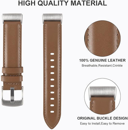Leather Bands Compatible for Fitbit Charge 4/ Charge 3/ Charge 3 SE Fitness Tracker, Genuine Leather Band Replacement Strap Wristband Accessories for Women Men