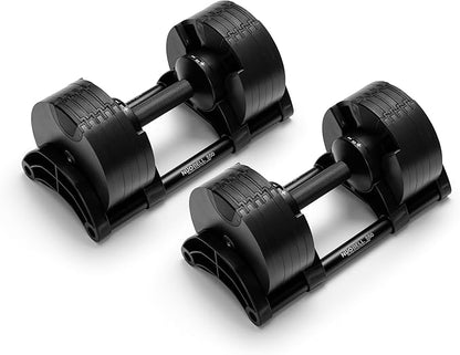 NÜOBELL® Adjustable Dumbbell Set, 5-50 LB or 5-80 LB, Easy Twist 2024-25 Model, All-In-One Weights Set (Pair) for Home, Original Manufacturer