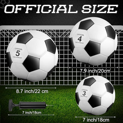 HyDren 8 Pcs Soccer Balls Bulk with Pump Deflated Official Size Sport Soccer Ball for Kid Adult Game Match Indoor Outdoor Gift for School Sports Game Birthday Party Gift Back to School