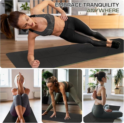 Yoga Mat Non Slip, Anti-Tear 3/16 Thick TPE Yoga Mats for Women and Men, 72"x24" Exercise & Fitness Mat with Carrying Strap, Workout Mats for Yoga, Pilates and Floor Exercise