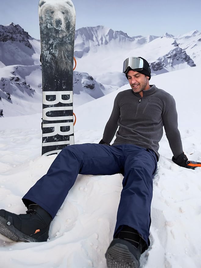 FREE SOLDIER Men's Waterproof Snow Insulated Pants Winter Skiing Snowboarding Pants with Zipper Pockets