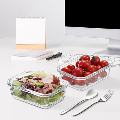 12 Pack 22oz Glass Meal Prep Containers, Food Storage Containers with Lids, Air-Tight, Leak-Resistant, Freezer to Microwave Safe - Grey Set