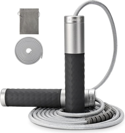 Weighted Jump Rope for Men, Women (1.5LB) - Alloy Steel Handles, Speed Skipping Rope, Gym,Indoor/Outdoor - Fitness, Workout, Boxing - Solid PVC & Cotton Rope