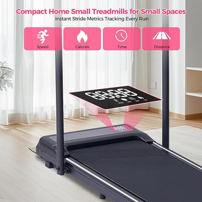 Compact Walking Pad with Handle Bar, Poratble Small Walking Pads Treadmills for Home Small with Handles, 3.0HP Electric Under The Desk Treadmills f with 0.6-6.2MPH and 320LBS
