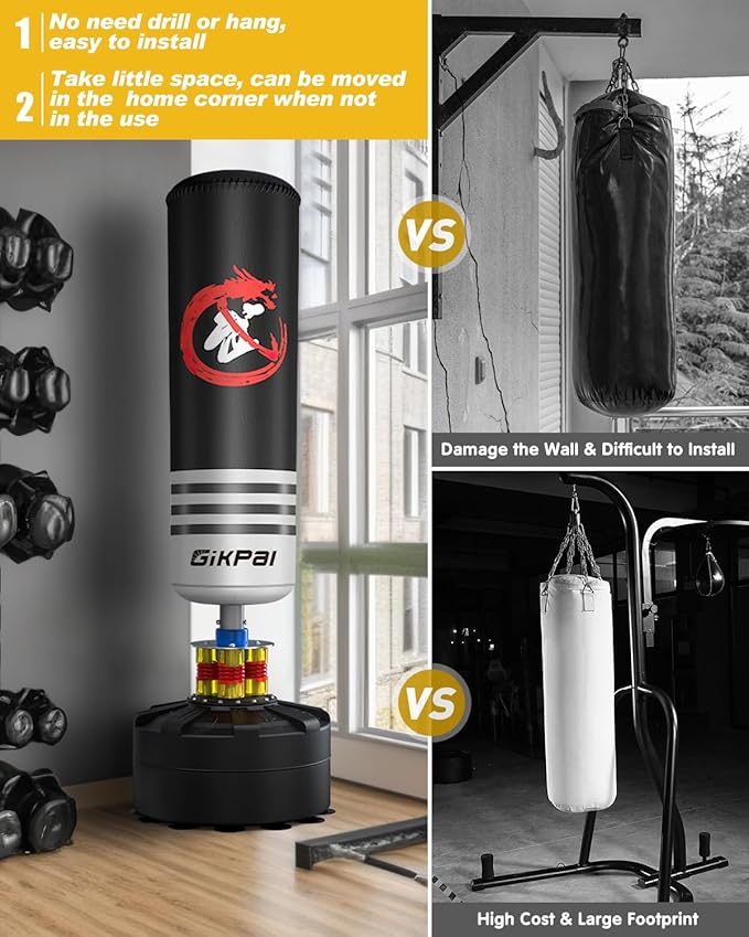 GIKPAL Freestanding Punching Bag with Boxing Gloves, Heavy Boxing Bag with Stand for Adult, Kickboxing Bag for MMA Martial Arts Boxing Traning