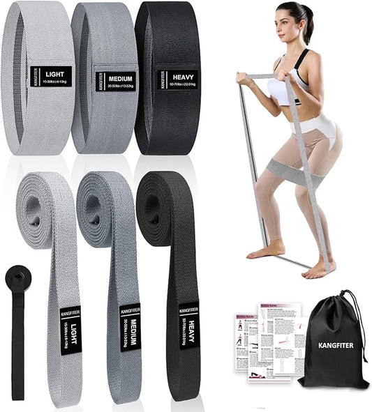 Long and Short Fabric Resistance Bands with Door Anchor 7 PCS, Non-Slip Stretch Booty Bands for Working Out Women & Men, Loop Exercise Elastic Bands for Home Physical Therapy Yoga Pilates