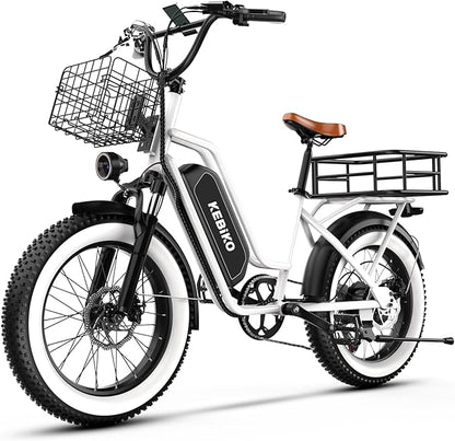 1500W Electric Bike for Adults,48V 20/60Ah Removable Battery Max Range 80Miles & 30MPH Electric Bicycle,20''×4" Fat Tire Ebike,Adult Electric Bicycles for Commute Beach Snow,E-Bike UL Certified