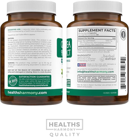EGCG Green Tea Extract Capsules - Super High Potency Green Tea Pills Antioxidant Rich Formula Packed with Polyphenols Catechins & EGCG - 500mg Per Capsule - Non-GMO & Made in the USA (2 Month Supply)