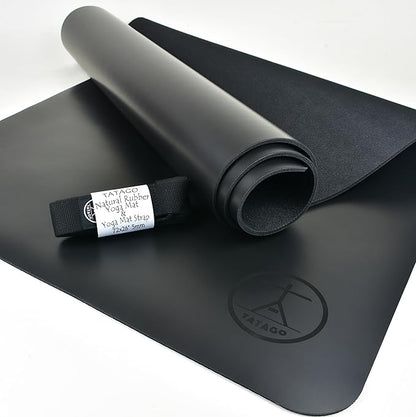 Tatago Hot Yoga Mat Non Slip-Professional Grade Natural Rubber Yoga Mat, Pliates Mat, Stretching Mat or exercise mats for home workout. Nonslip for Hot and Sweaty Classes. Includes Yoga Strap for Carrying and Stretching too.