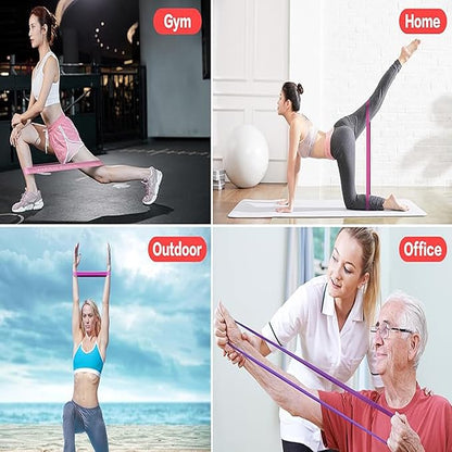 Resistance Bands Legs Hip Stretching Workout Elastic Rubber Loop with Exercise Fitness Guidance Men Women Yoga Pilates Gear Come with Carry Bag