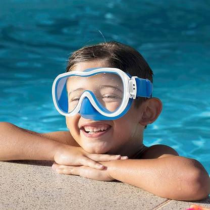 Kids Swim Goggles 180° Snorkel Diving Mask with Nose Cover, Anti-Fog Kids Swimming Goggles with Elastic Fabric Strap for Kids Boys Girls