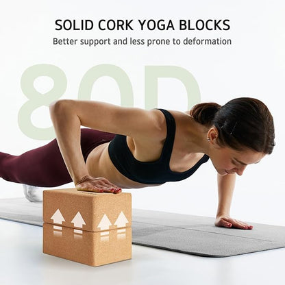 Syntus Yoga Block and Yoga Strap Set, 2 Soft Non-Slip Yoga Blocks 9×6×4 inches, 8FT Metal D-Ring Strap for Yoga, General Fitness, Pilates, Stretching and Toning