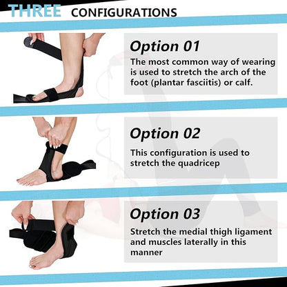 Foot and Calf Fascia Stretcher for Plantar Fasciitis, Physiotherapy Stretching Strap, Yoga Stretch Strap Improves Strength and Relief to Heel Spurs, Calf, Thigh and Hip (Black)