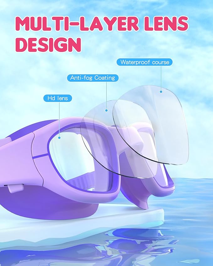 Kids Swim Goggles,Swimming Goggles for Kids 6-14, Anti-Fog UV Protection Pool Glasses for Boys Girls