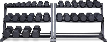REP Fitness Rubber Hex Dumbbell Set, Adjustable Weight Pairs, Home Gym Equipment, Strength Training For Men Women, Black Coated Grips, Workout Rack Storage Optional, Heavy Lb Free Weights