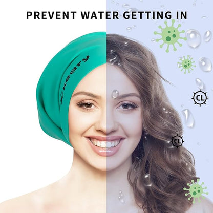 Keary Extra Large Swim Cap for Braids and Dreadlocks Extensions Weaves Long Hair, Waterproof Silicone Cover Ear Bath Pool Shower Swimming Cap for Adult Youth to Keep Hair Dry, Easy to Put On and Off